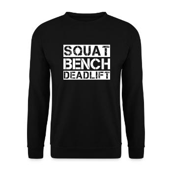 Squat bench deadlift fitness lifestyle gift - Unisex Sweatshirt - black - Front - Alina (178cm) & Michal (187cm)