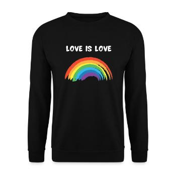 Regenbogen Love is Love Lgbtq Rainbow Gay Pride - Unisex Pullover - Schwarz - Vorne - Alina (178cm) & Michal (187cm)
