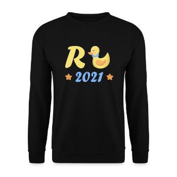 Rente Ente 2021 Ruhestand Rentner Pension Geschenk - Unisex Pullover - Schwarz - Vorne - Alina (178cm) & Michal (187cm)