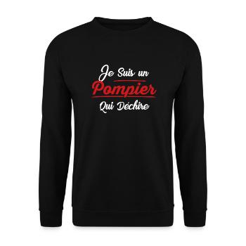 pompier qui dechire - Sweat-shirt Unisexe - noir - Devant - Alina (178cm) & Michal (187cm)
