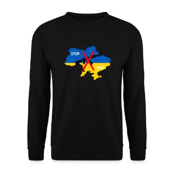 Support Ukraine, Ukraine - stop the war - Unisex Sweatshirt - black - Front - Alina (178cm) & Michal (187cm)