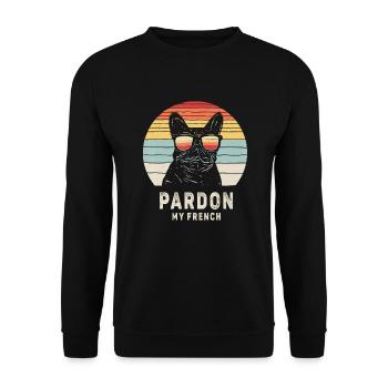 French Bulldog - Unisex Sweatshirt - black - Front - Alina (178cm) & Michal (187cm)