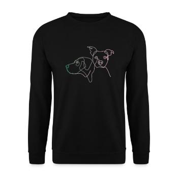 jowi hundeliebe - kontur der köpfe - Unisex Pullover - Schwarz - Vorne - Alina (178cm) & Michal (187cm)