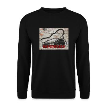 Mandoline (Bluegrass-Mandoline Streetart) - Unisex Pullover - Schwarz - Vorne - Alina (178cm) & Michal (187cm)