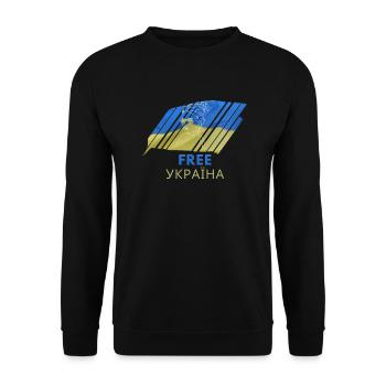 Free Україна T-Shirt Ukraine Flagge Frau Geschenk - Unisex Pullover - Schwarz - Vorne - Alina (178cm) & Michal (187cm)