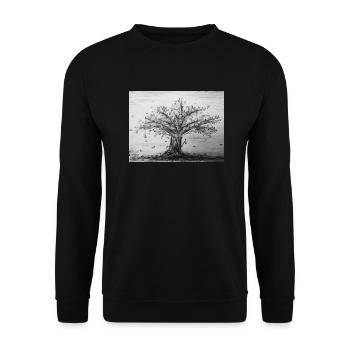 Herbst, Apfelbaum - Unisex Pullover - Schwarz - Vorne - Alina (178cm) & Michal (187cm)