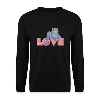 Britische Kurzhaarkatze - Love BKH - Unisex Pullover - Schwarz - Vorne - Alina (178cm) & Michal (187cm)
