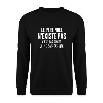 le père noël n existe pas / humour père noël - Sweat-shirt Unisexe - noir - Devant - Alina (178cm) & Michal (187cm)
