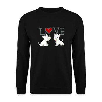 Valentinstag liebende Hunde - Unisex Pullover - Schwarz - Vorne - Alina (178cm) & Michal (187cm)