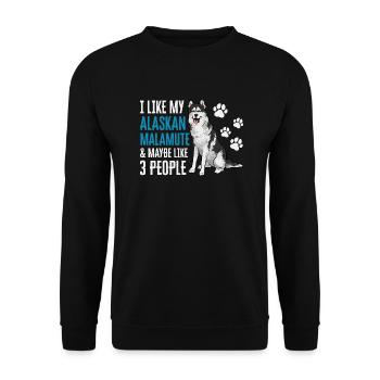 Alaskan Malamute Dog - Unisex Sweatshirt - black - Front - Alina (178cm) & Michal (187cm)