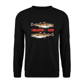 Fishing - I believe in Cod - Unisex Sweatshirt - black - Front - Alina (178cm) & Michal (187cm)