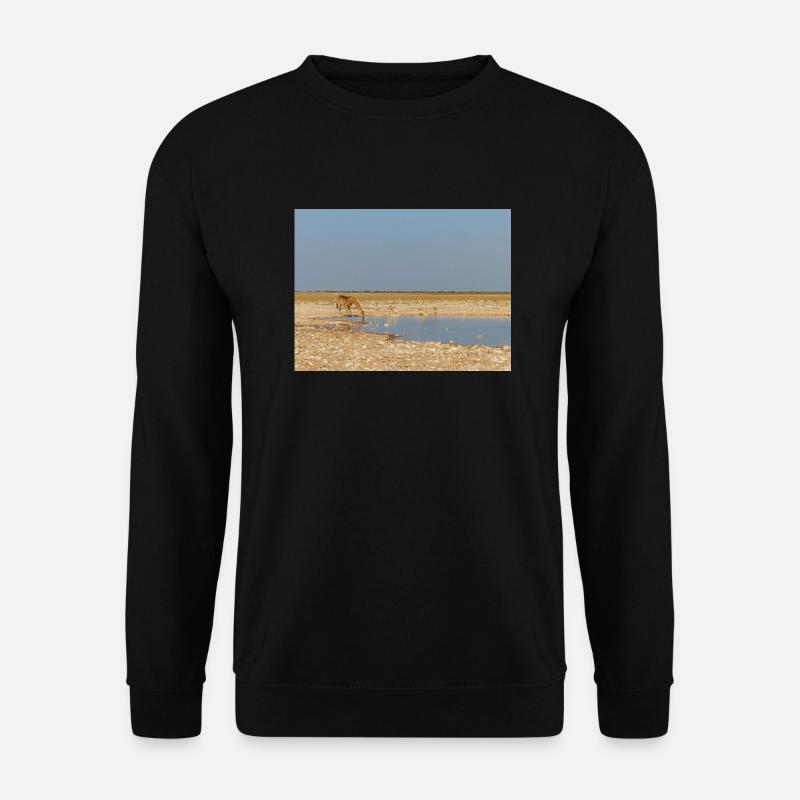 Giraffe und Landschaft im Etosha Nationalpark - Unisex Pullover - Schwarz