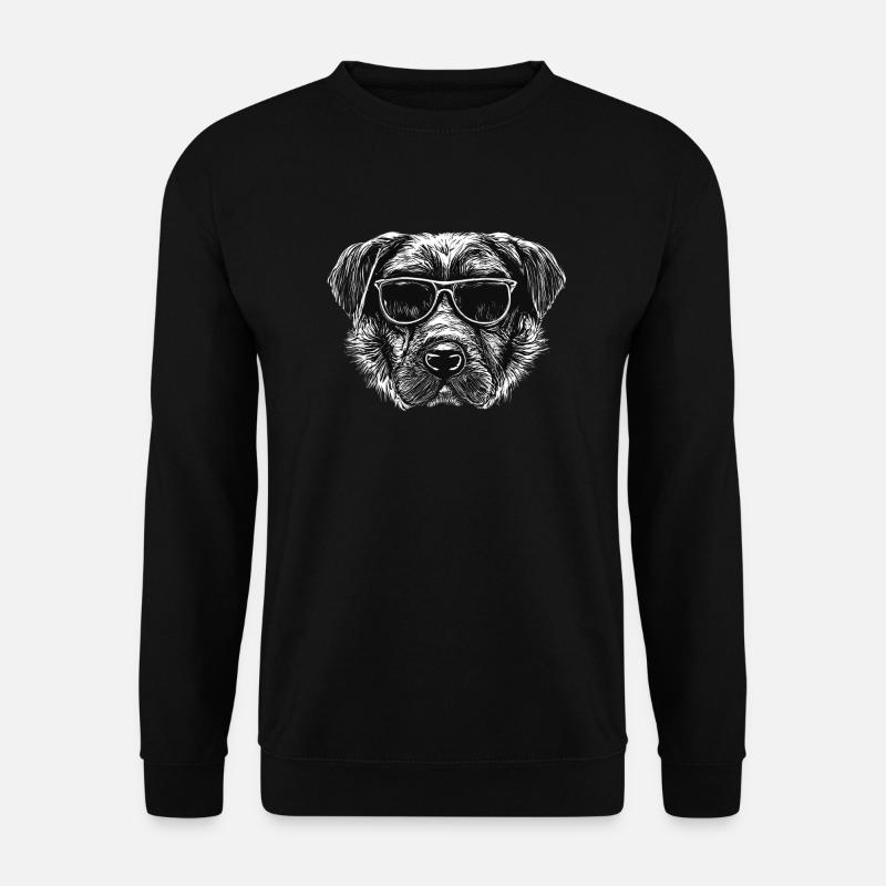 Schwarz-Weißer Hund mit Sonnenbrille - Unisex Pullover - Schwarz