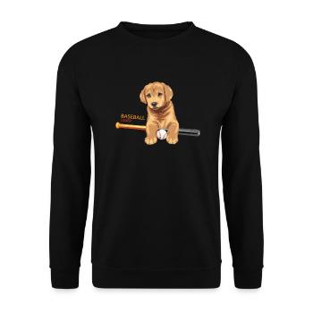 Lustiger Golden Retriever Welpe Baseball-Liebhaber - Unisex Pullover - Schwarz - Vorne - Alina (178cm) & Michal (187cm)