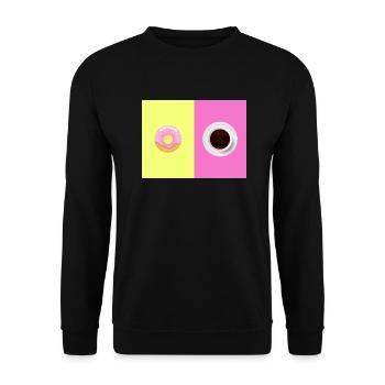 Donut & Coffee - Unisex Pullover - Schwarz - Vorne - Alina (178cm) & Michal (187cm)