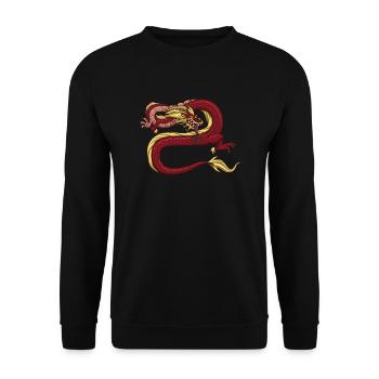 Dragon chinois rouge - Sweat-shirt Unisexe - noir - Devant - Alina (178cm) & Michal (187cm)
