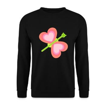 Herz Schmetterling Frühling Kind Baby Insekte 80er - Unisex Pullover - Schwarz - Vorne - Alina (178cm) & Michal (187cm)
