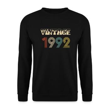 1992 Vintage Vintage Retro Birthday - Original - Unisex Sweatshirt - black - Front - Alina (178cm) & Michal (187cm)