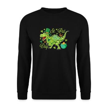 St. Patrick's Day T-Rex - Unisex Pullover - Schwarz - Vorne - Alina (178cm) & Michal (187cm)