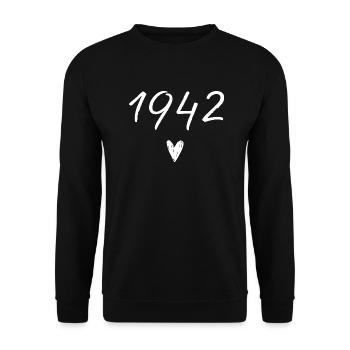 1942 Herzgeburtstag - Unisex Pullover - Schwarz - Vorne - Alina (178cm) & Michal (187cm)
