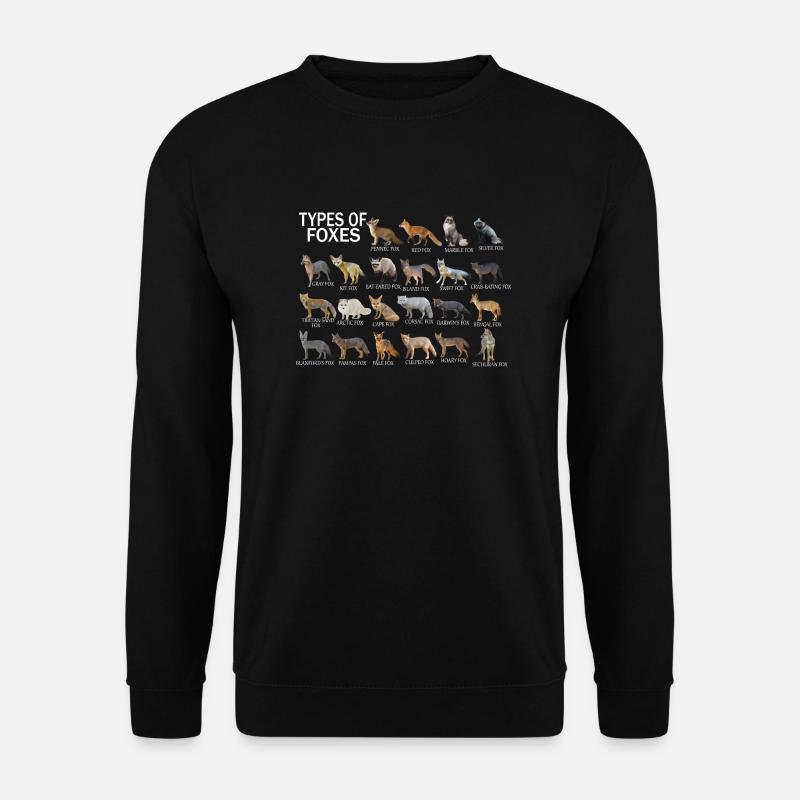 Arten von Füchsen Lustige Füchse der Welt - Unisex Pullover - Schwarz