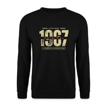vintage 1967 / année 1967 / t-shirt 1967 - Sweat-shirt Unisexe - noir - Devant - Alina (178cm) & Michal (187cm)