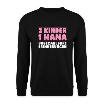 Mama Von 2 Kindern - Unisex Pullover - Schwarz - Vorne - Alina (178cm) & Michal (187cm)