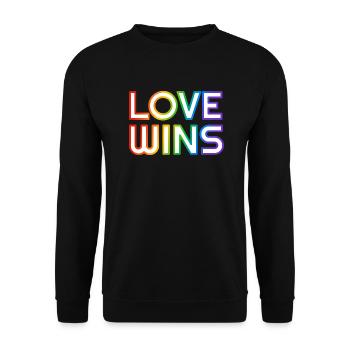 Love Wins arc-en-ciel LGBTQ gay pride slogan - Sweat-shirt Unisexe - noir - Devant - Alina (178cm) & Michal (187cm)