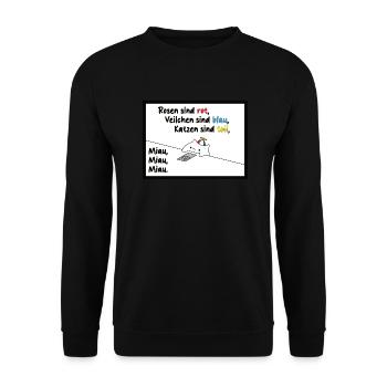 Rosen sind Rot, Veilchen sind blau, Katzen Lustig - Unisex Pullover - Schwarz - Vorne - Alina (178cm) & Michal (187cm)