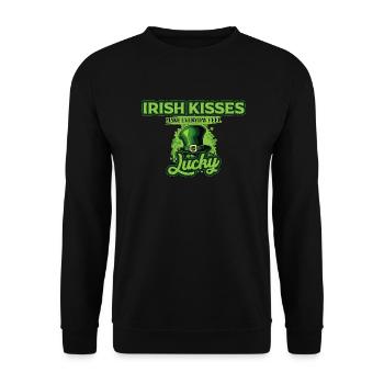 Les baisers irlandais font se sentir chaque jour chanceux St Patrick - Sweat-shirt Unisexe - noir - Devant - Alina (178cm) & Michal (187cm)