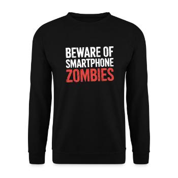 Beware Of Smartphone Zombies 7 - Unisex Pullover - Schwarz - Vorne - Alina (178cm) & Michal (187cm)