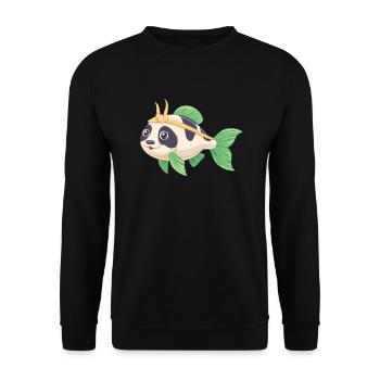 PandaPanzerwels – Süßes Hybrid-Design - Unisex Pullover - Schwarz - Vorne - Alina (178cm) & Michal (187cm)