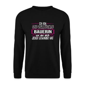 BÄUERIN - Verrückt - Unisex Pullover - Schwarz - Vorne - Alina (178cm) & Michal (187cm)