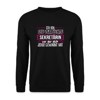 SEKRETÄRIN - Verrückt - Unisex Pullover - Schwarz - Vorne - Alina (178cm) & Michal (187cm)