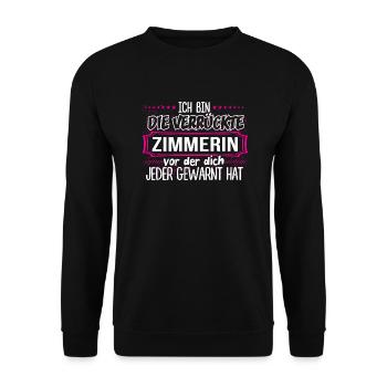 ZIMMERIN - Verrückt - Unisex Pullover - Schwarz - Vorne - Alina (178cm) & Michal (187cm)