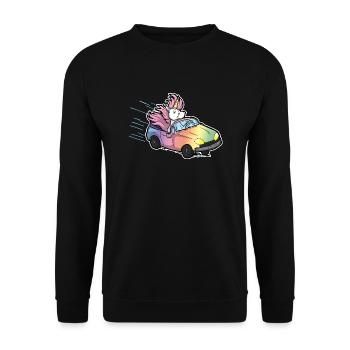 Funny Unicorn Car Gift Driver License Comic - Unisex Sweatshirt - black - Front - Alina (178cm) & Michal (187cm)