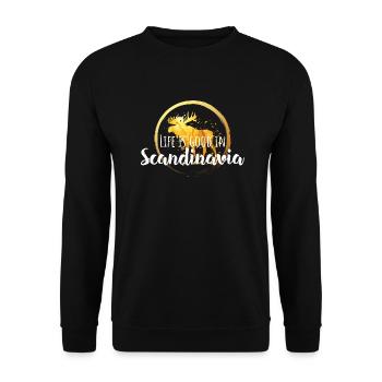 Cooler Elch Schweden - Unisex Pullover - Schwarz - Vorne - Alina (178cm) & Michal (187cm)