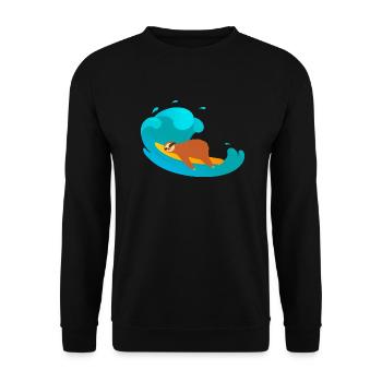 Lazy Sloth Surfing On Big Wave - Unisex Sweatshirt - black - Front - Alina (178cm) & Michal (187cm)
