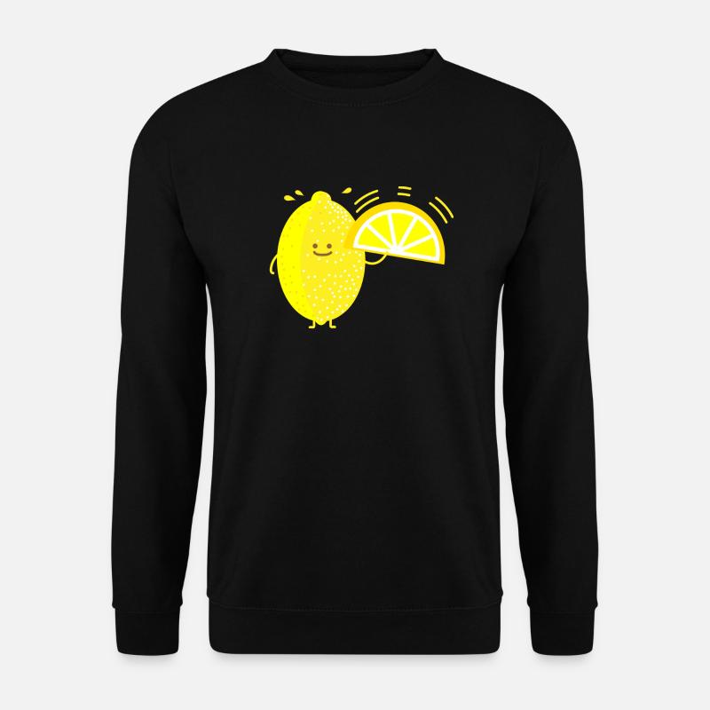 Lustige Zitrone mit Fächer - Unisex Pullover - Schwarz