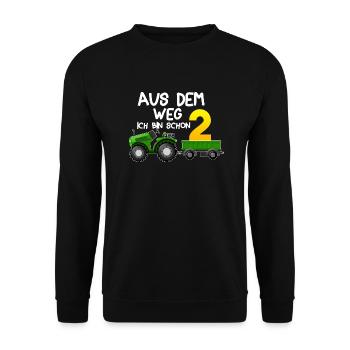 aus dem weg ich bin schon 2 Traktor Jungen 2 Jahre - Unisex Pullover - Schwarz - Vorne - Alina (178cm) & Michal (187cm)