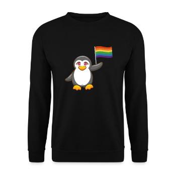 Regenbogen Flagge Gay Pride Month Pinguin LGBT - Unisex Pullover - Schwarz - Vorne - Alina (178cm) & Michal (187cm)