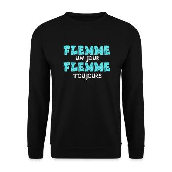 flemme un jour flemme toujours - Sweat-shirt Unisexe - noir - Devant - Alina (178cm) & Michal (187cm)