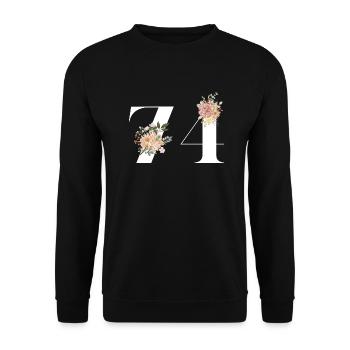 74th Anniversary Flowers (Gift of 74 years) - Unisex Sweatshirt - black - Front - Alina (178cm) & Michal (187cm)