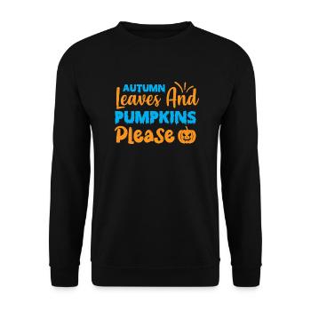 Autumn leaves and pumpkins please - halloween - Unisex Sweatshirt - black - Front - Alina (178cm) & Michal (187cm)