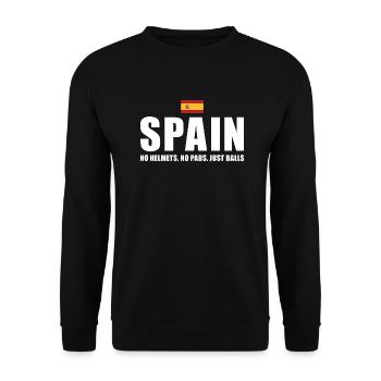 Spain No Helmets No Pads Just Balls Spain Rugby - Unisex Pullover - Schwarz - Vorne - Alina (178cm) & Michal (187cm)