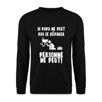 Papa bricoleur - Sweat-shirt Unisexe - noir - Devant - Alina (178cm) & Michal (187cm)