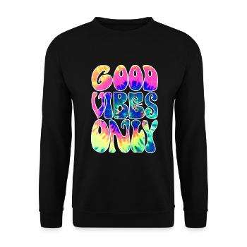 Nur gute Schwingungen - Unisex Pullover - Schwarz - Vorne - Alina (178cm) & Michal (187cm)