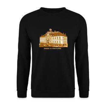 Pausa Rathaus Vogtland Sachsen Erdachse - Unisex Pullover - Schwarz - Vorne - Alina (178cm) & Michal (187cm)