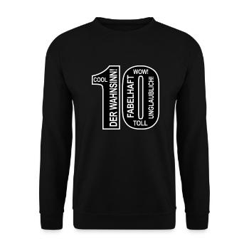 10. Geburtstag Wow Lustiges Motiv Nummer Ziffer 10 - Unisex Pullover - Schwarz - Vorne - Alina (178cm) & Michal (187cm)