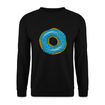 Donut mit blauem Zuckerguss und Streuseln - Unisex Pullover - Schwarz - Vorne - Alina (178cm) & Michal (187cm)